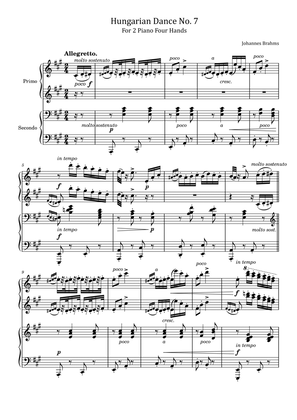 Johannes Brahms - Hungarian Dance No.7 WoO 1 in A major - For Piano Duet 4 hands Original