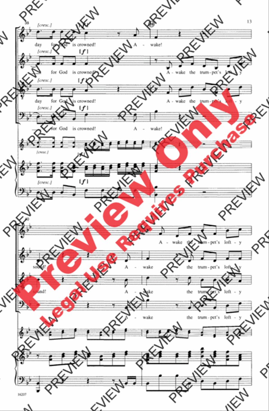 Awake the Trumpet's Lofty Sound 4-Part scores gallery preview page 13