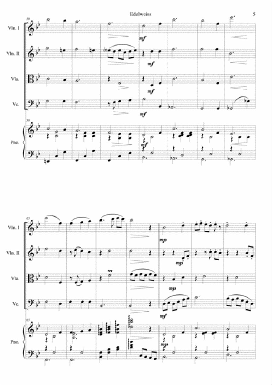 Edelweiss Piano Quintet scores gallery preview page 5
