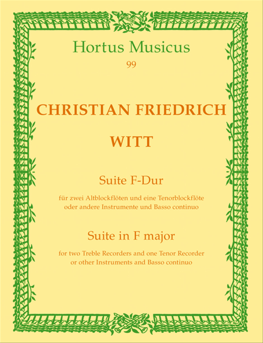 Suite for two Treble Recorders and one Tenor Recorder or other Instruments and Basso continuo F major Alto Recorder scores gallery preview page 1