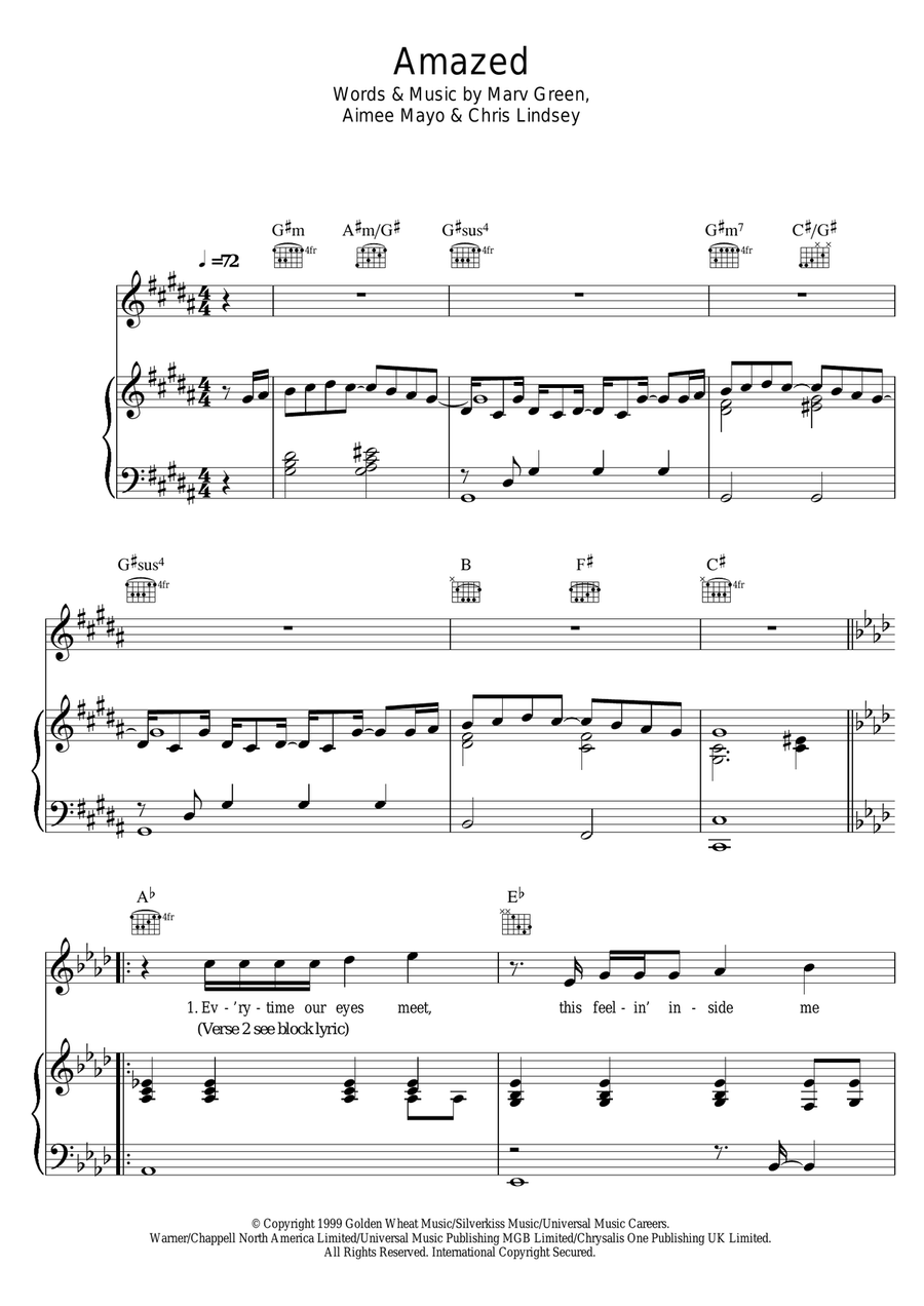 Amazed Acoustic Guitar scores gallery preview page 1