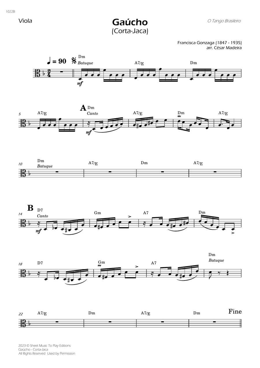 Gaúcho (Corta-Jaca) - Viola Solo - W/Chords Viola Solo scores gallery preview page 1