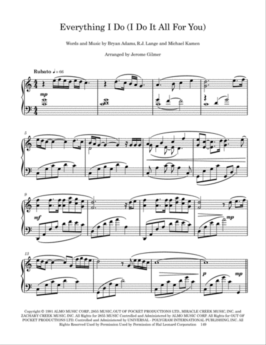 (Everything I Do) I Do It For You Piano Solo scores gallery preview page 1
