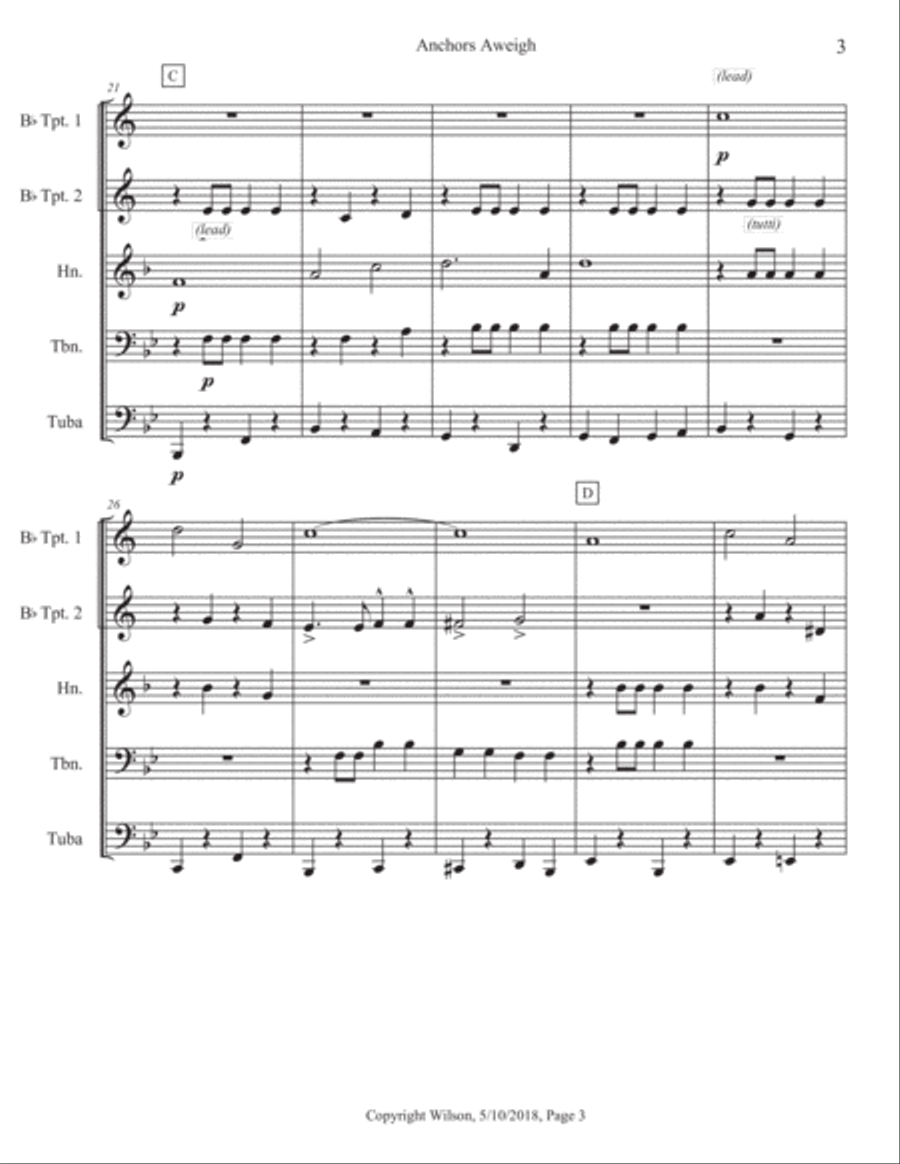 Anchors Aweigh Brass Quintet scores gallery preview page 4