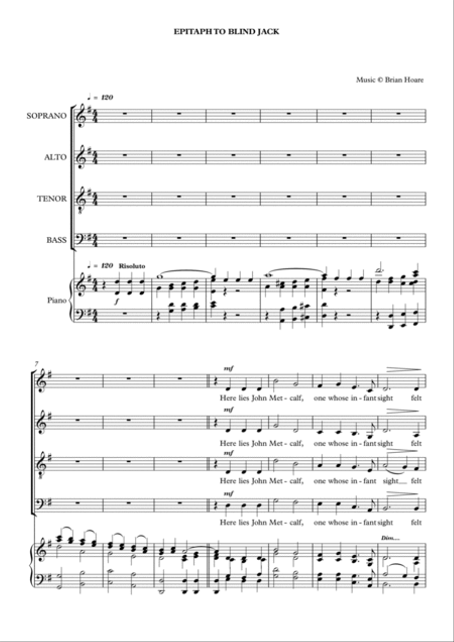 Epitaph to Blind Jack 4-Part scores gallery preview page 1