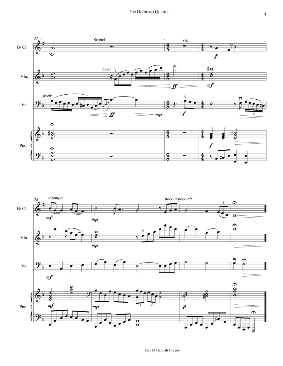 Doloroso Quartet Small Ensemble scores gallery preview page 4