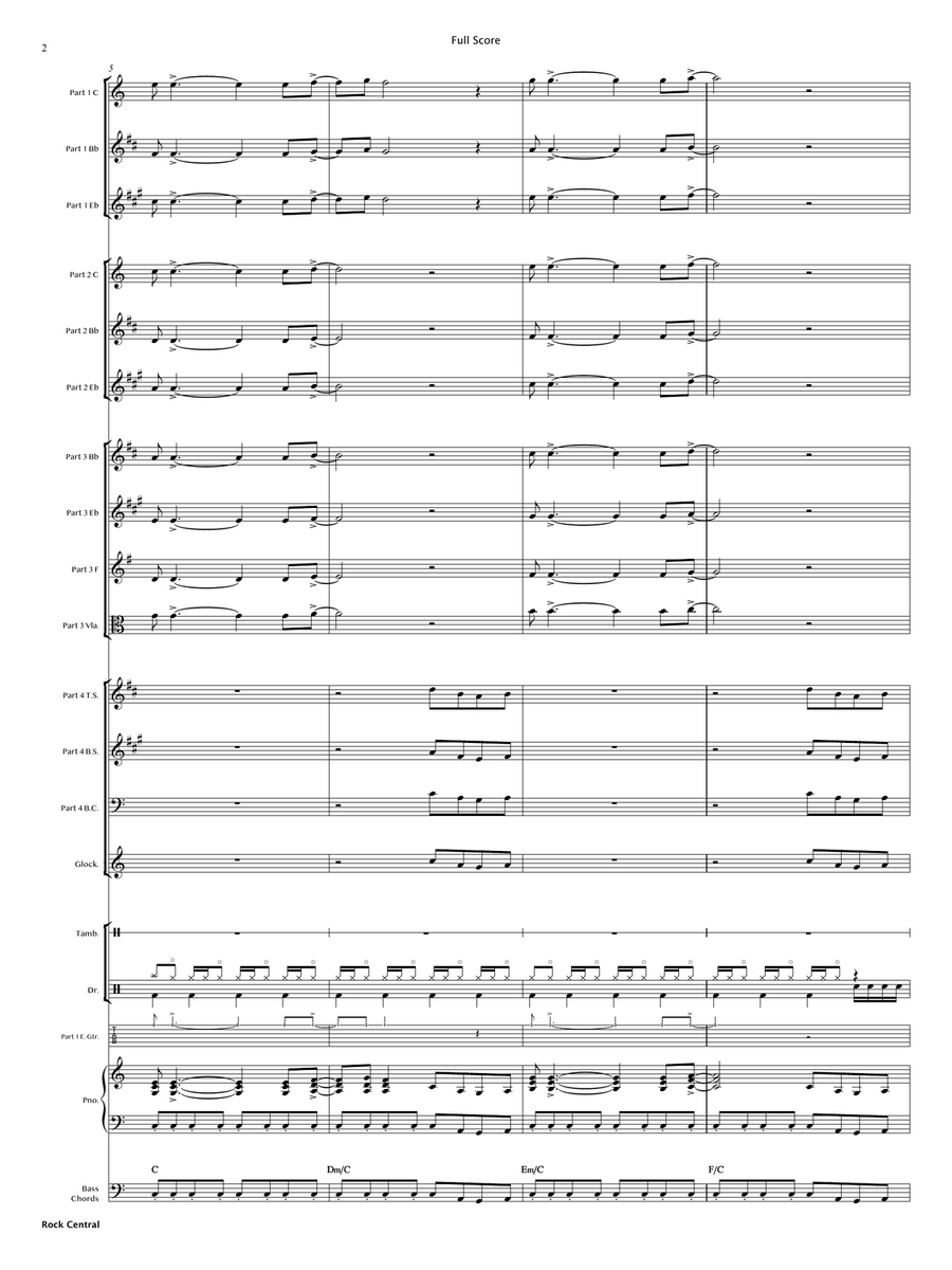 Rock Central (Flexible Instrumentation) Concert Band scores gallery preview page 4