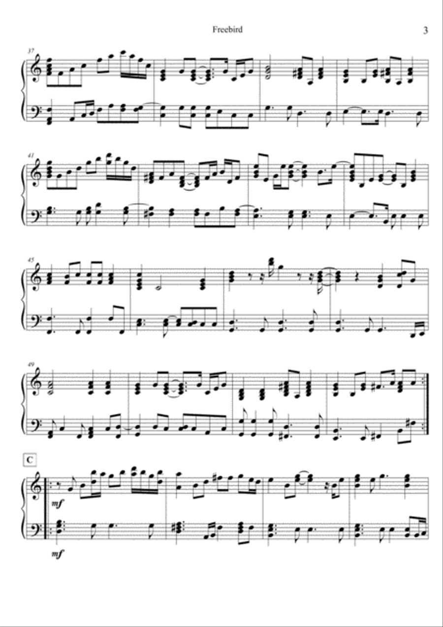 Free Bird Piano Solo scores gallery preview page 4