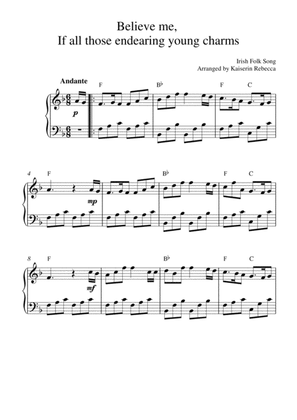 Believe me, If all those endearing young charms (piano solo with chords)