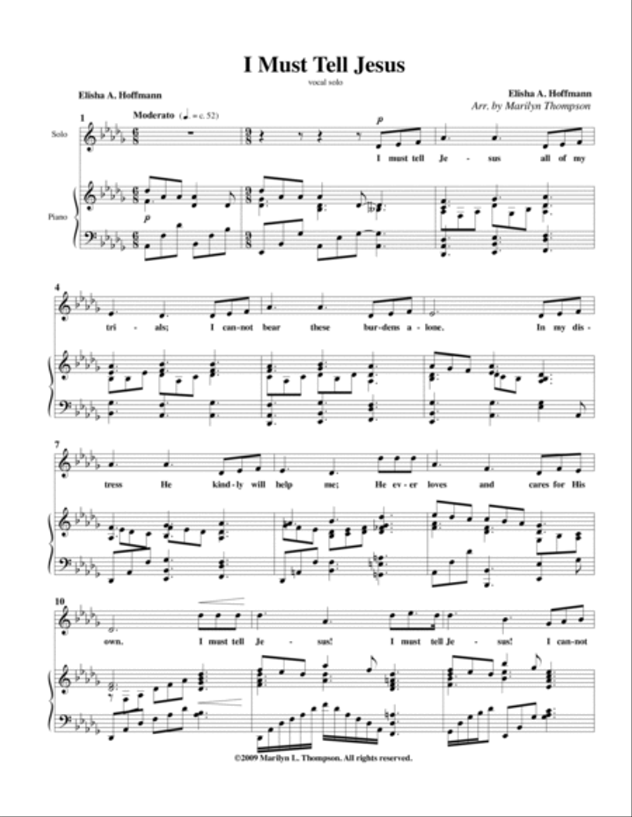 I Must Tell Jesus--Solo Vocal.pdf Voice Solo scores gallery preview page 2