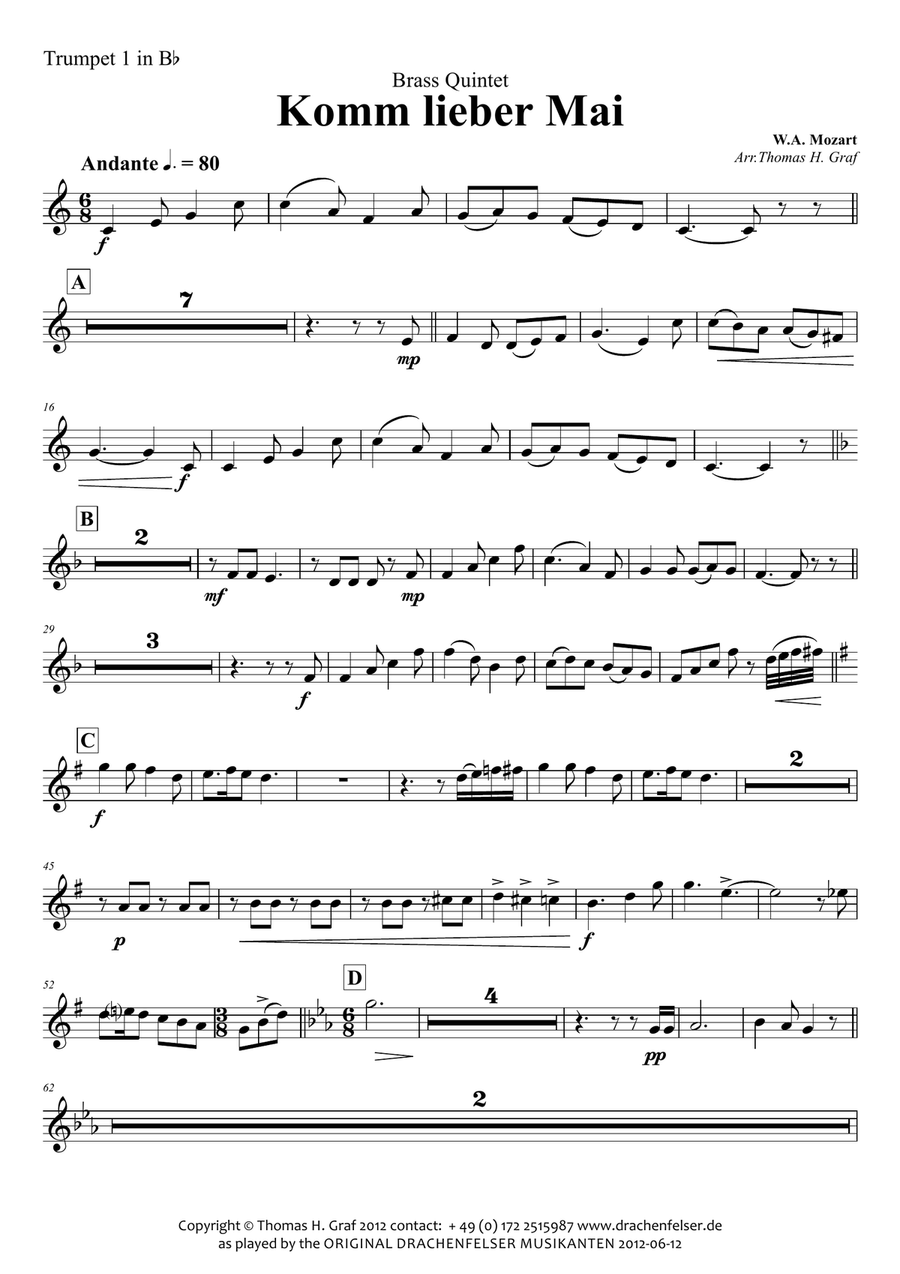 Komm lieber Mai - German Folk Song - Brass Quintet Brass Quintet scores gallery preview page 5