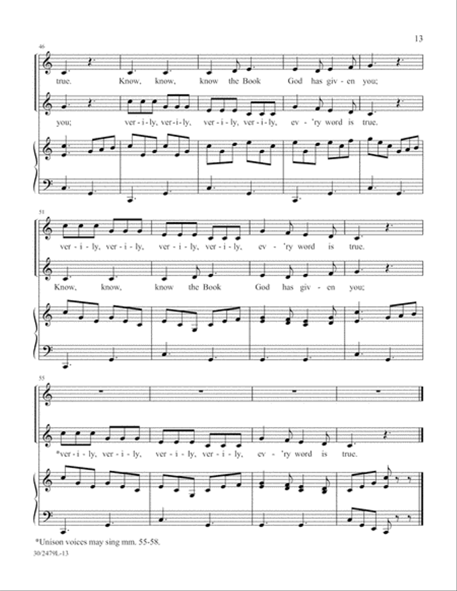 Scripture Songs Unison Choir scores gallery preview page 14