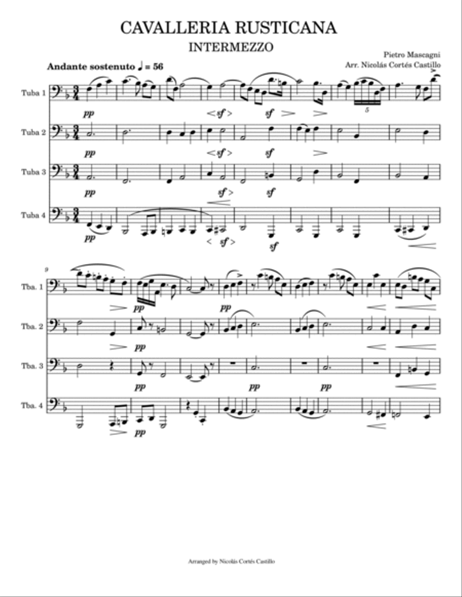 Intermezzo from Cavalleria Rusticana - Tuba Quartet Tuba Quartet scores gallery preview page 2