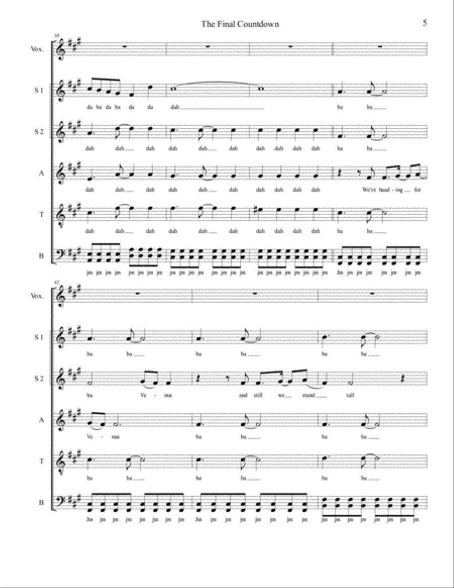 Final Countdown Divisi scores gallery preview page 5