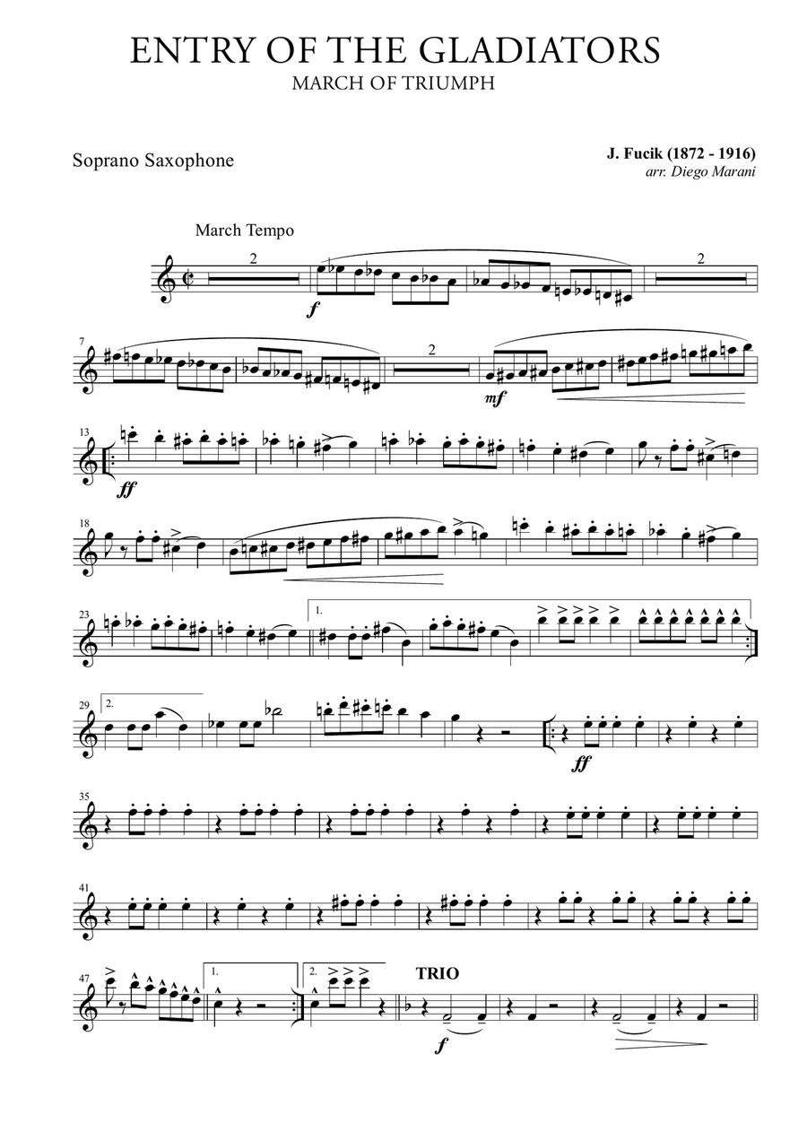 Entry Of The Gladiators for Saxophone Quartet Saxophone Quartet scores gallery preview page 1