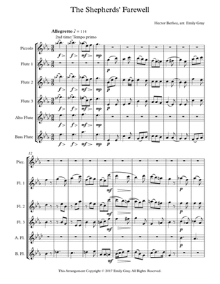 The Shepherds' Farewell for Flute Choir (Score)