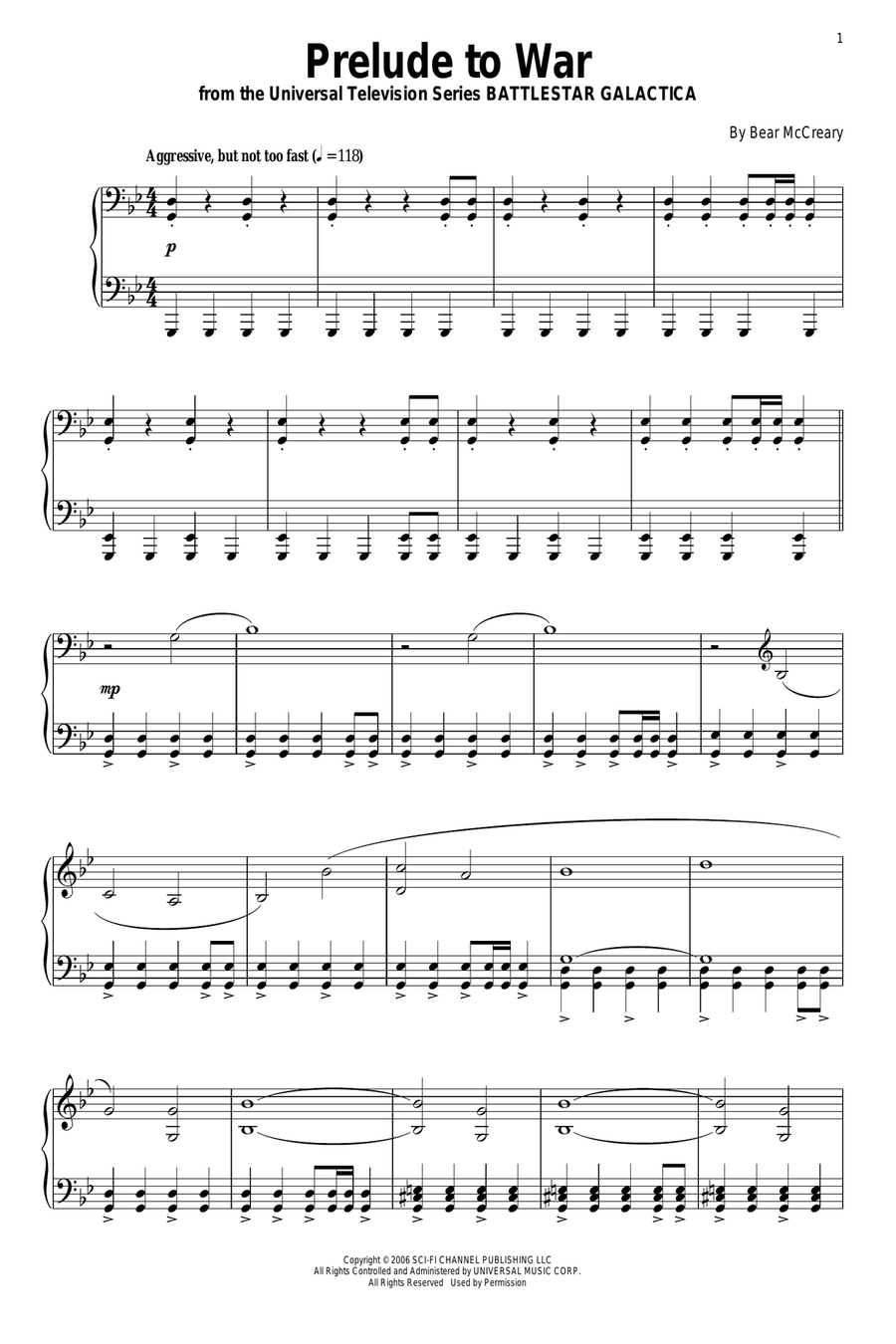 Prelude To War Piano Solo scores gallery preview page 1