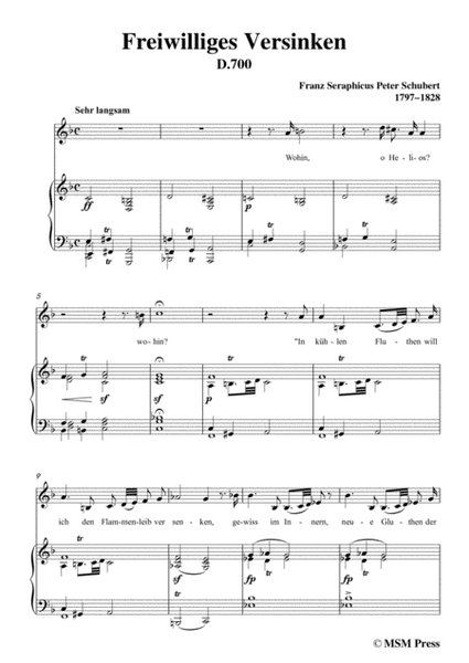 Schubert-Freiwilliges Versinken(Voluntary Oblivion),D.700,in d minor,for Voice&Piano image number null
