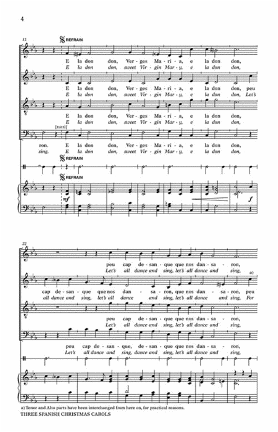 Three Spanish Christmas Carols of the Sixteenth Century 4-Part scores gallery preview page 3