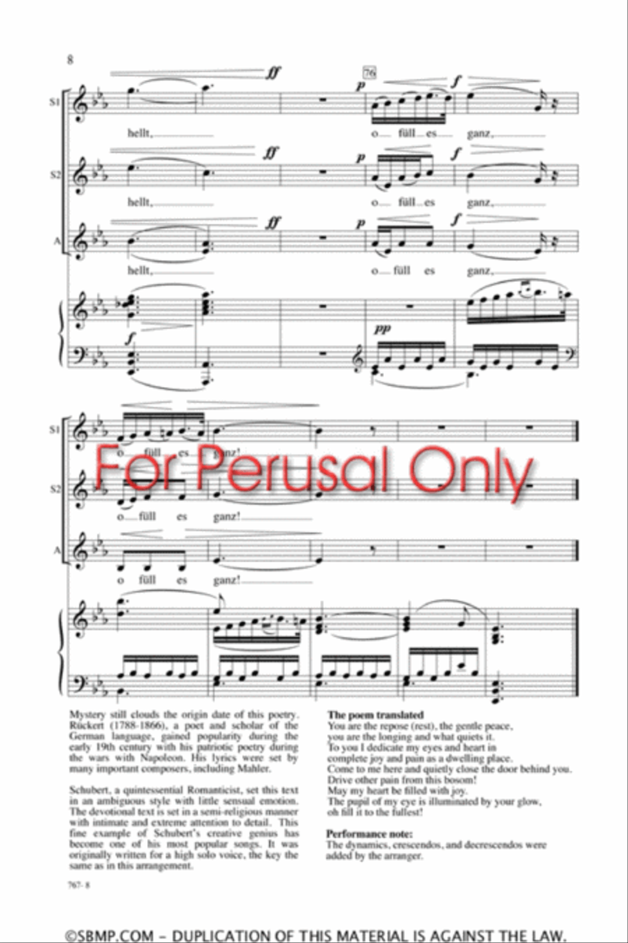 Du bist die Ruh - SSA Octavo SSA scores gallery preview page 8