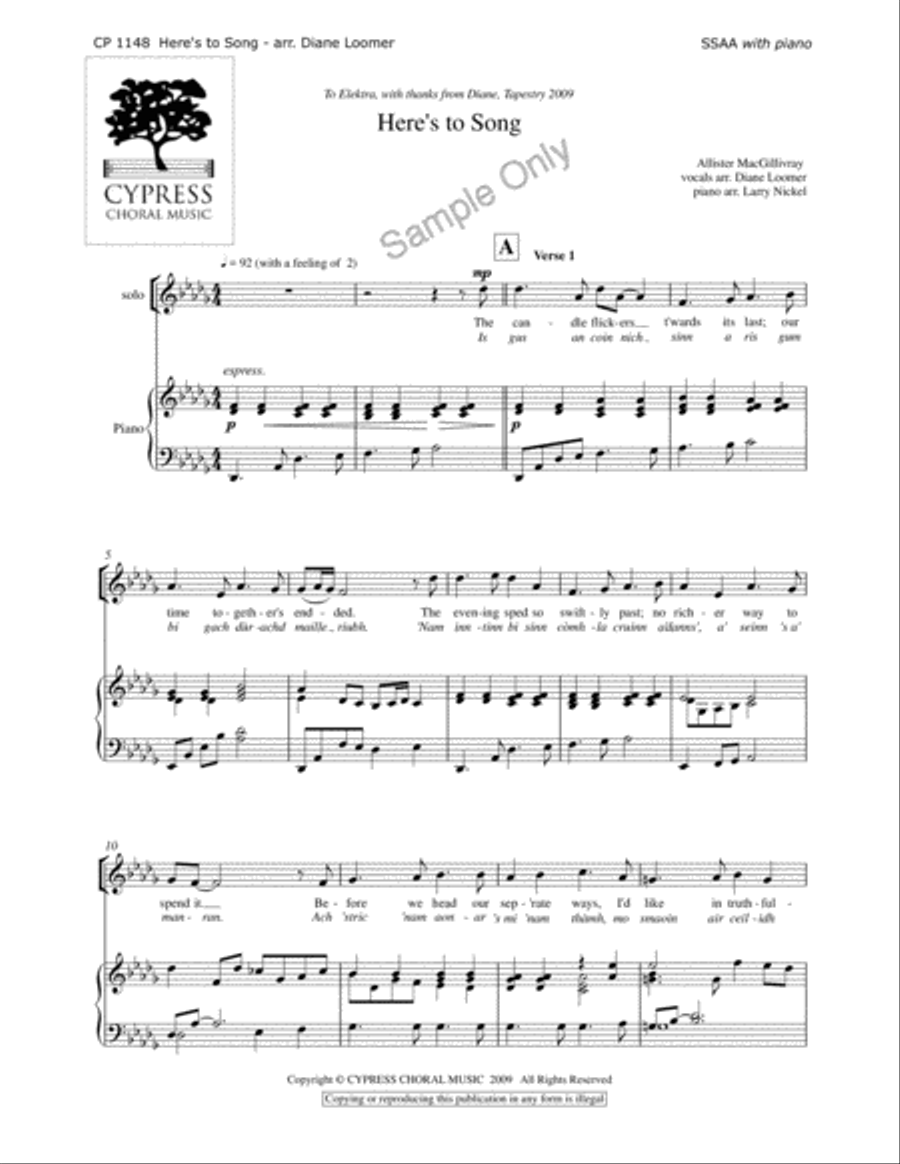 Here's To Song SSAA scores gallery preview page 2