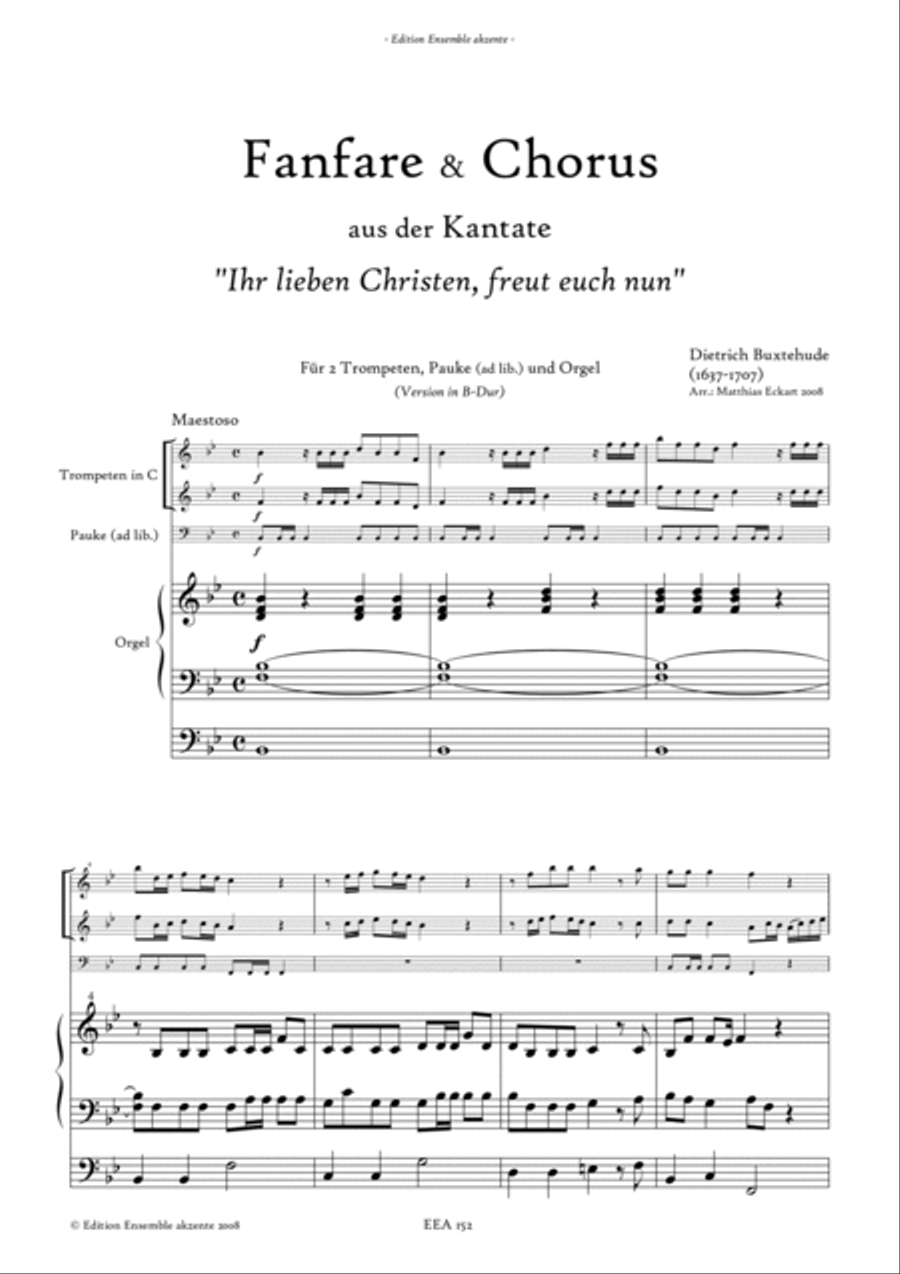 Fanfare & Chorus from „Ihr lieben Christen, freut euch nun" Version in Bb, C & D - arrangement for