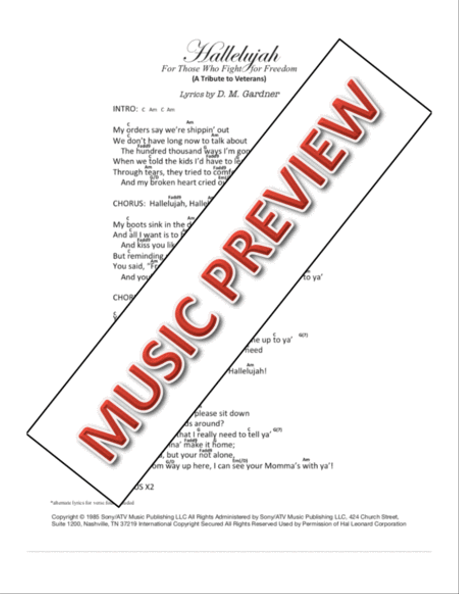 Hallelujah Guitar scores gallery preview page 1