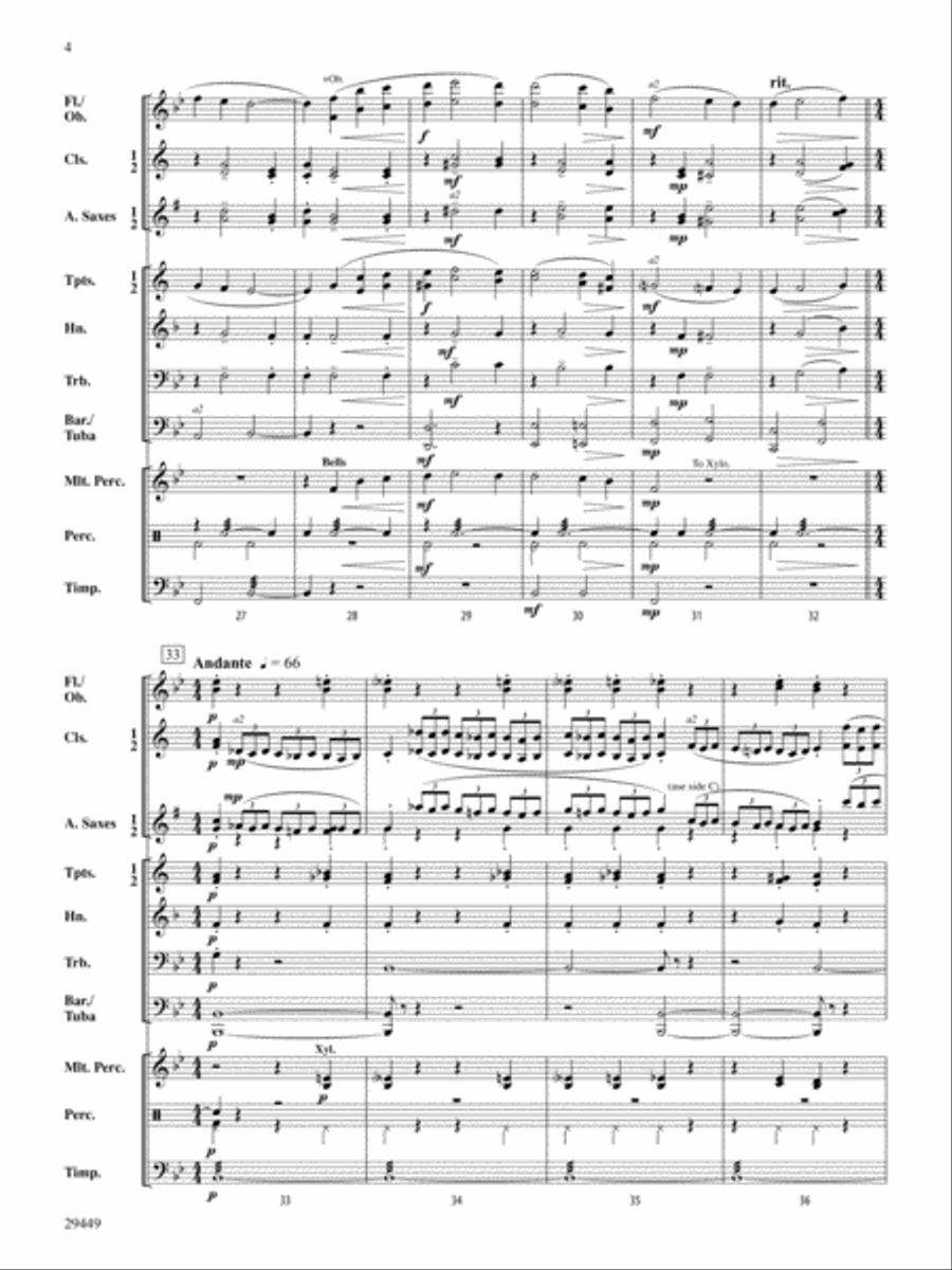 Themes from Piano Concerto No. 2: Score Concert Band scores gallery preview page 4