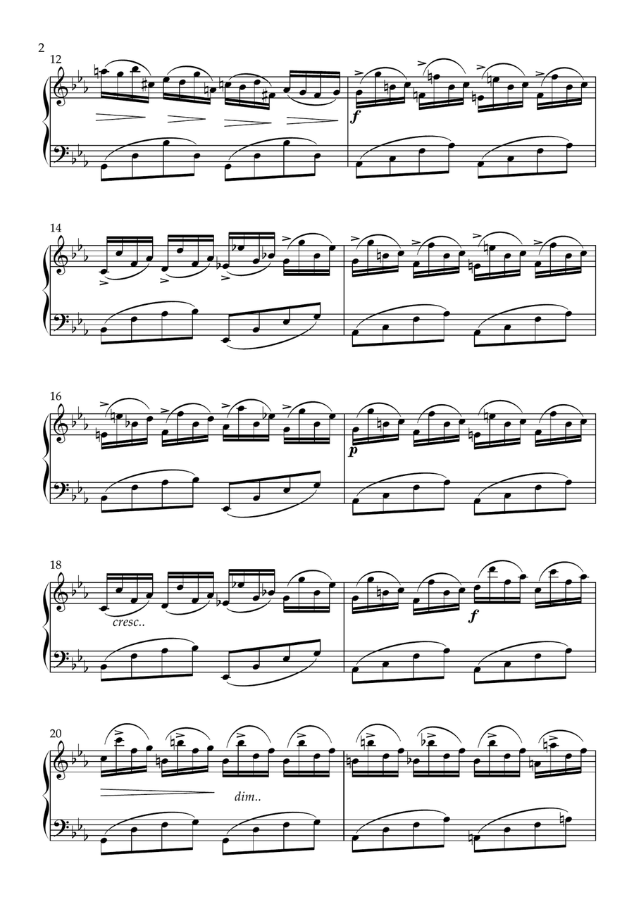 Fantasie-Impromptu F. Chopin. Piano solo (Simplified version in C minor) Piano Method scores gallery preview page 3