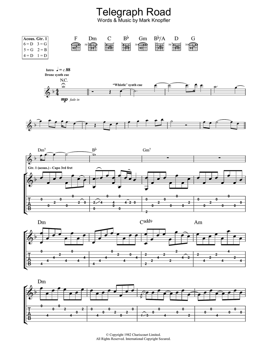 Telegraph Road Guitar Tablature scores gallery preview page 1