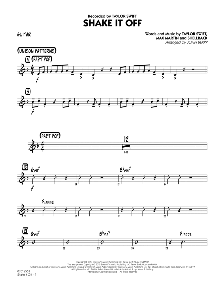 Shake It Off - Guitar Shake It Off - Guitar Part scores gallery preview page 1