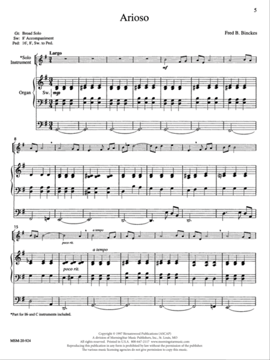 Arioso Arioso Clarinet scores gallery preview page 1