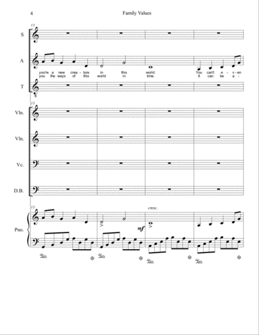 Family Values - SAT-Piano-Strings 4-Part scores gallery preview page 5