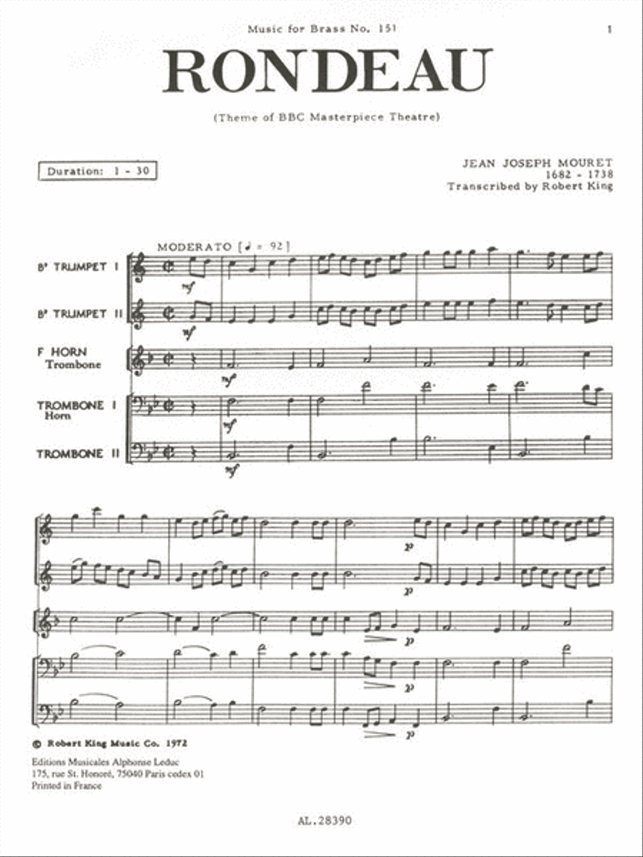 Rondeau (quintet-brass) School and Community scores gallery preview page 2
