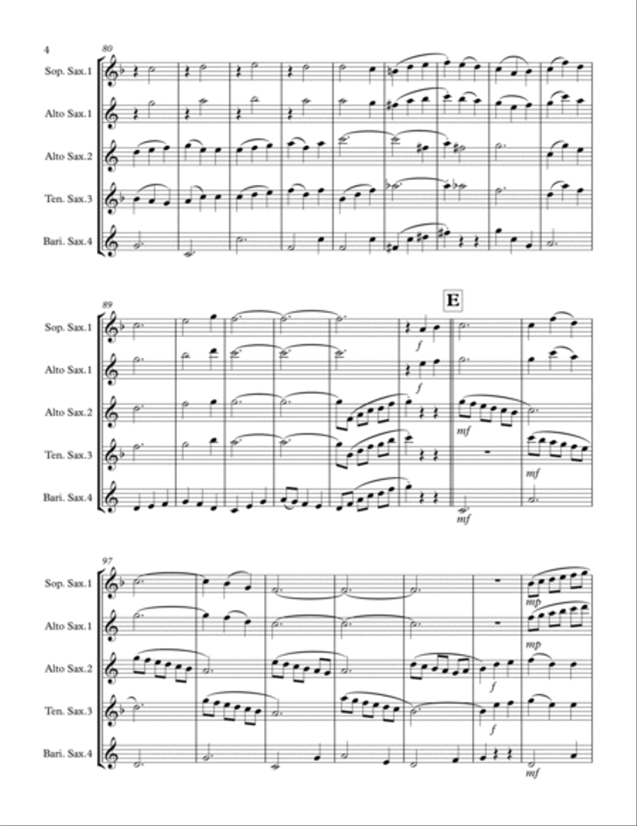 The Most Wonderful Time Of The Year Saxophone Quartet scores gallery preview page 5