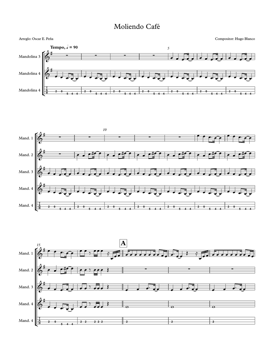 Moliendo Café para Orquesta infantil de Mandolinas Small Ensemble scores gallery preview page 1