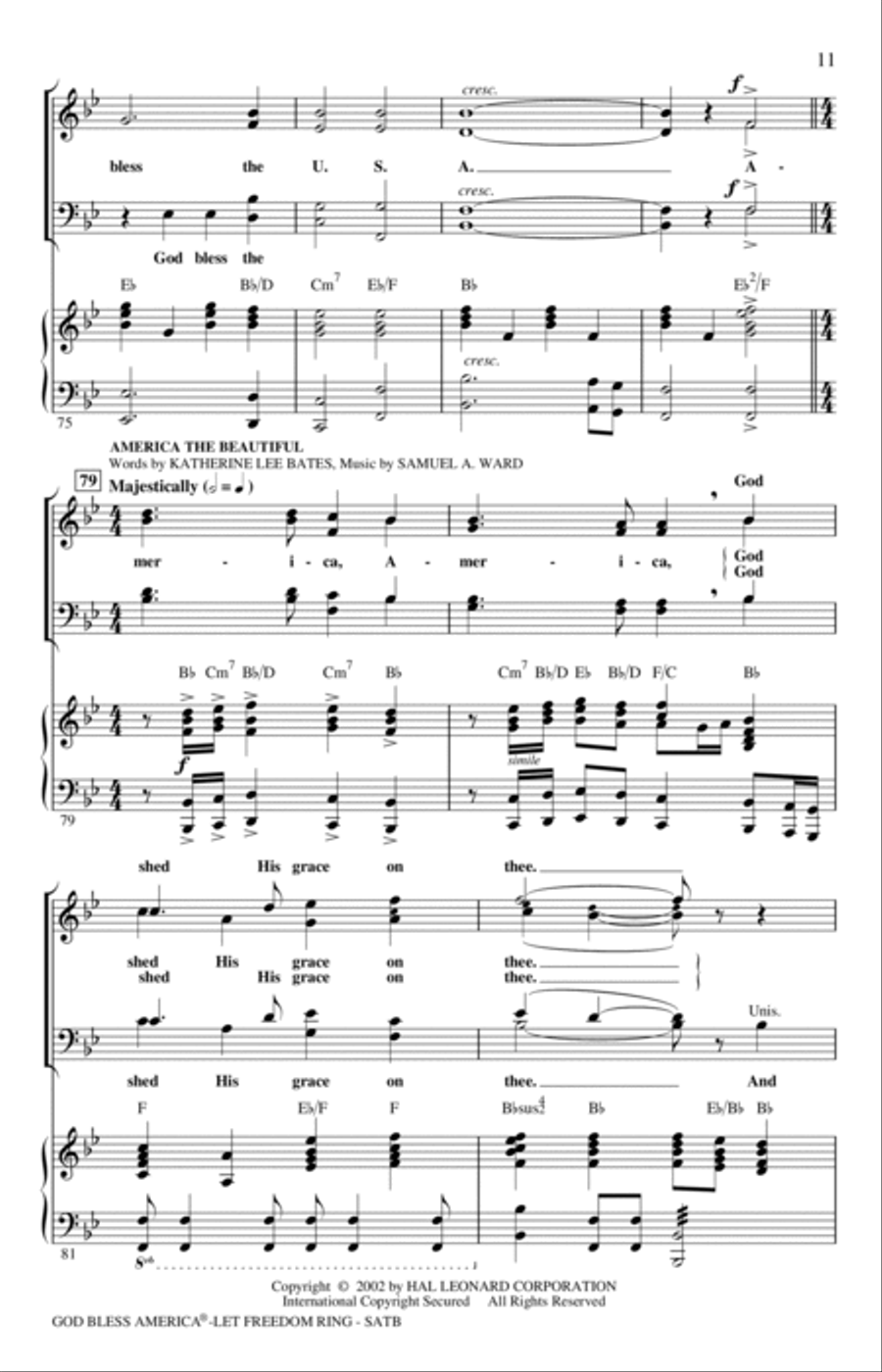 God Bless America (Let Freedom Ring) (Medley) 4-Part scores gallery preview page 10