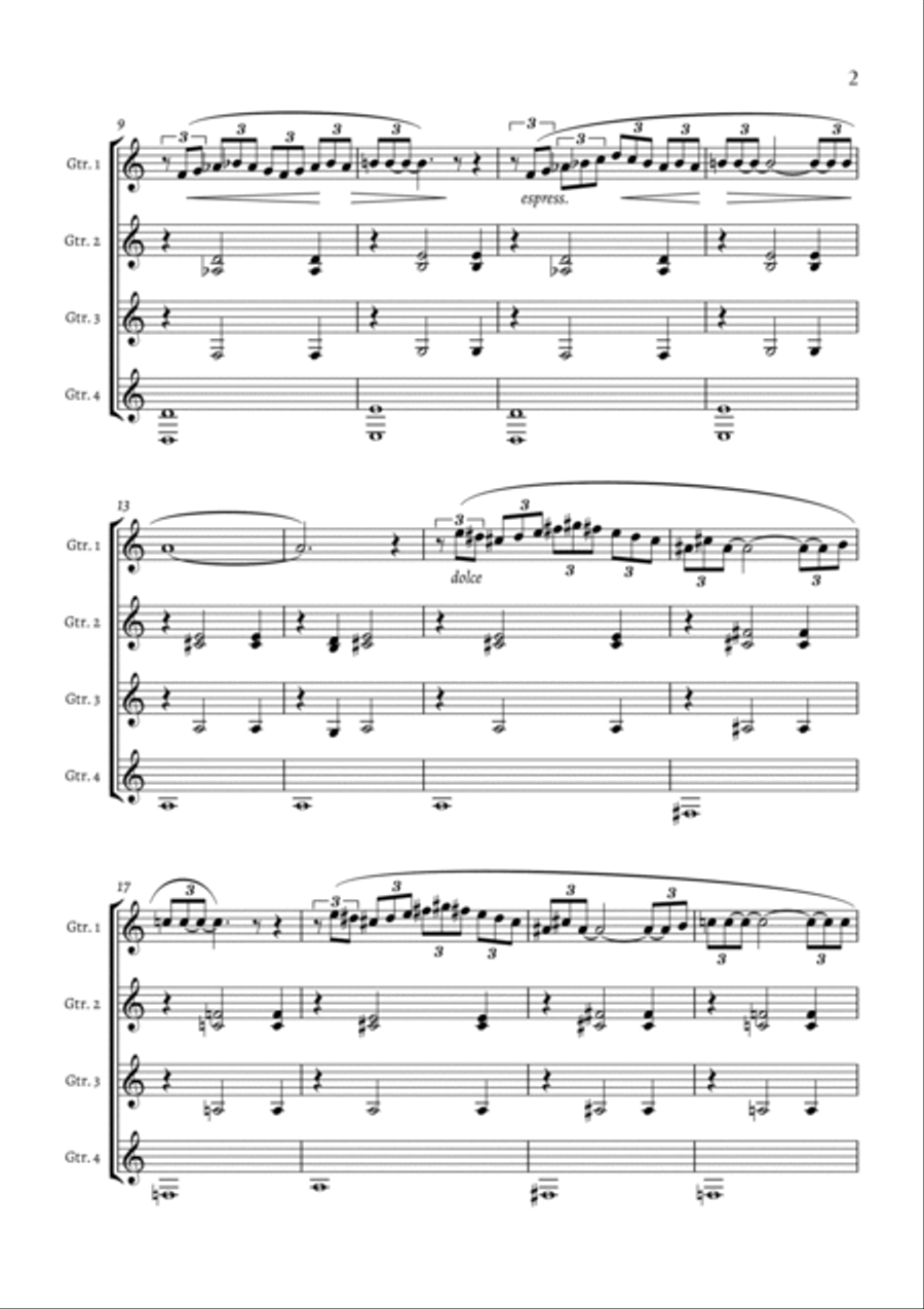 Gnossienne nº 2 (4 Guitars) - Score Only Guitar Ensemble scores gallery preview page 3