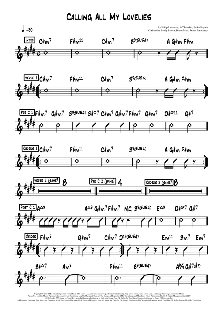 Calling All My Lovelies Easy Piano scores gallery preview page 1
