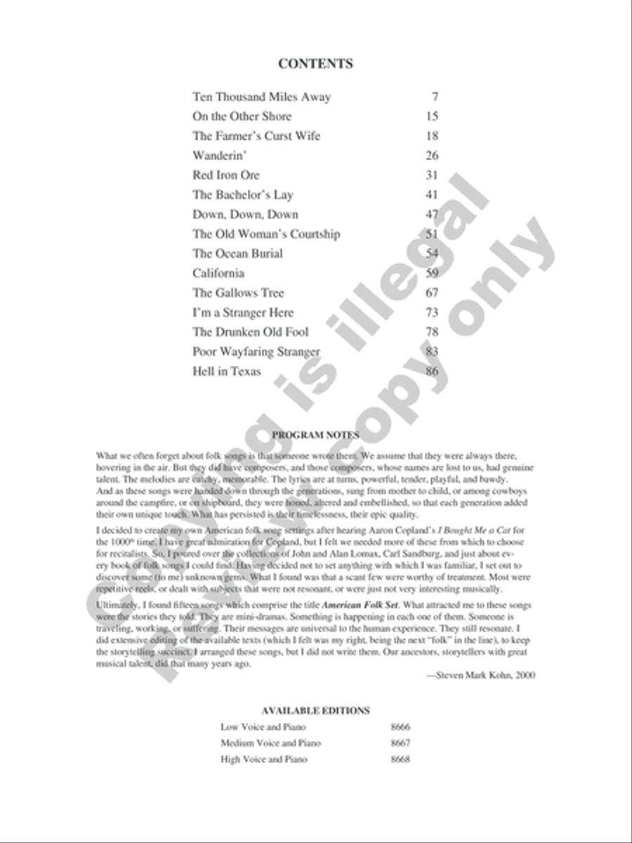 American Folk Set Low Voice scores gallery preview page 23