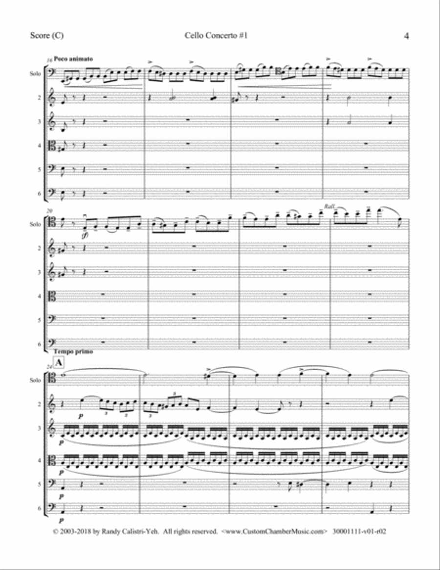 Saint-Saens Cello Concerto #1 in A minor, Op. 33 (with string orchestra) String Orchestra scores gallery preview page 4