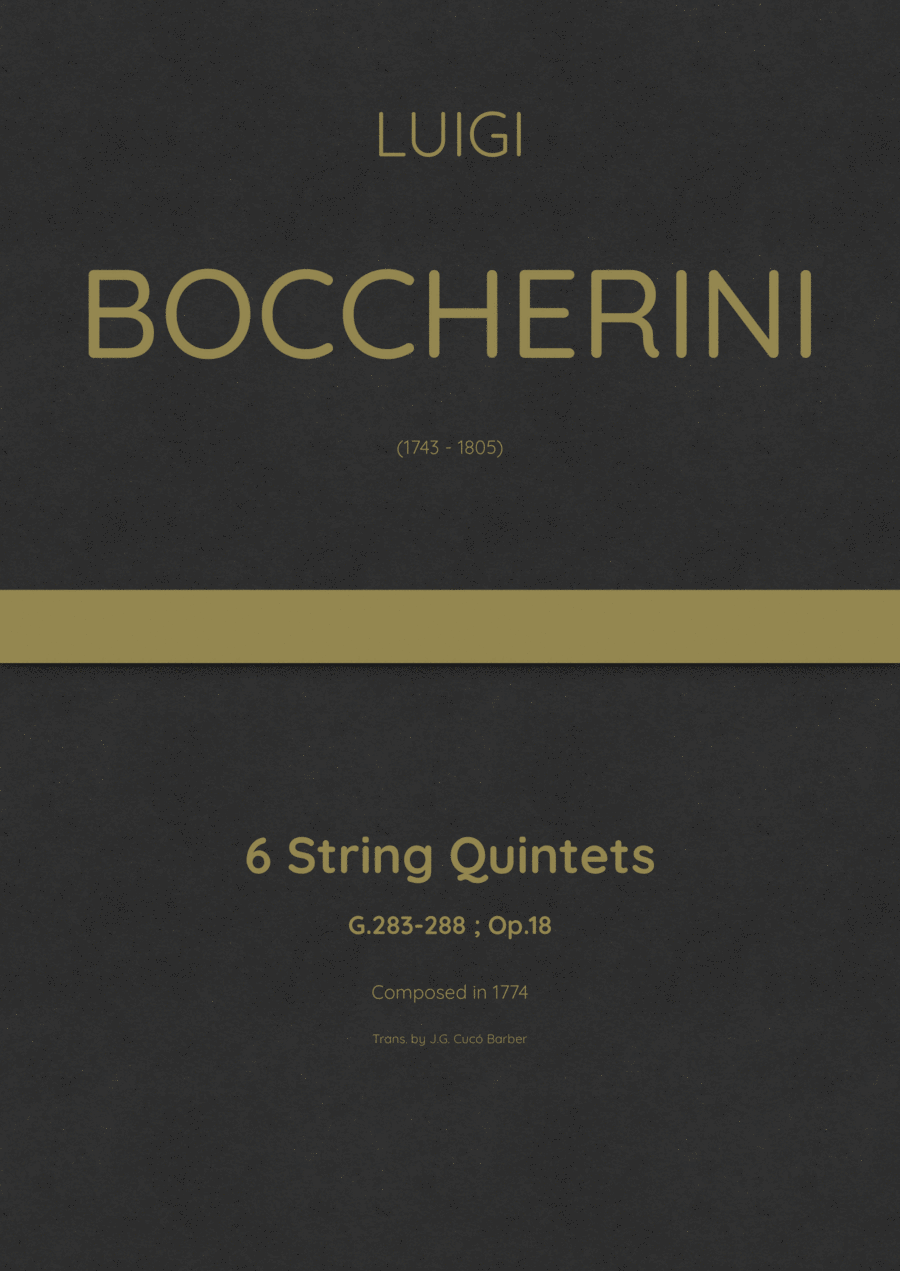 Boccherini - 6 String Quintets, G.283-288 ; Op.18 String Quintet scores gallery preview page 1