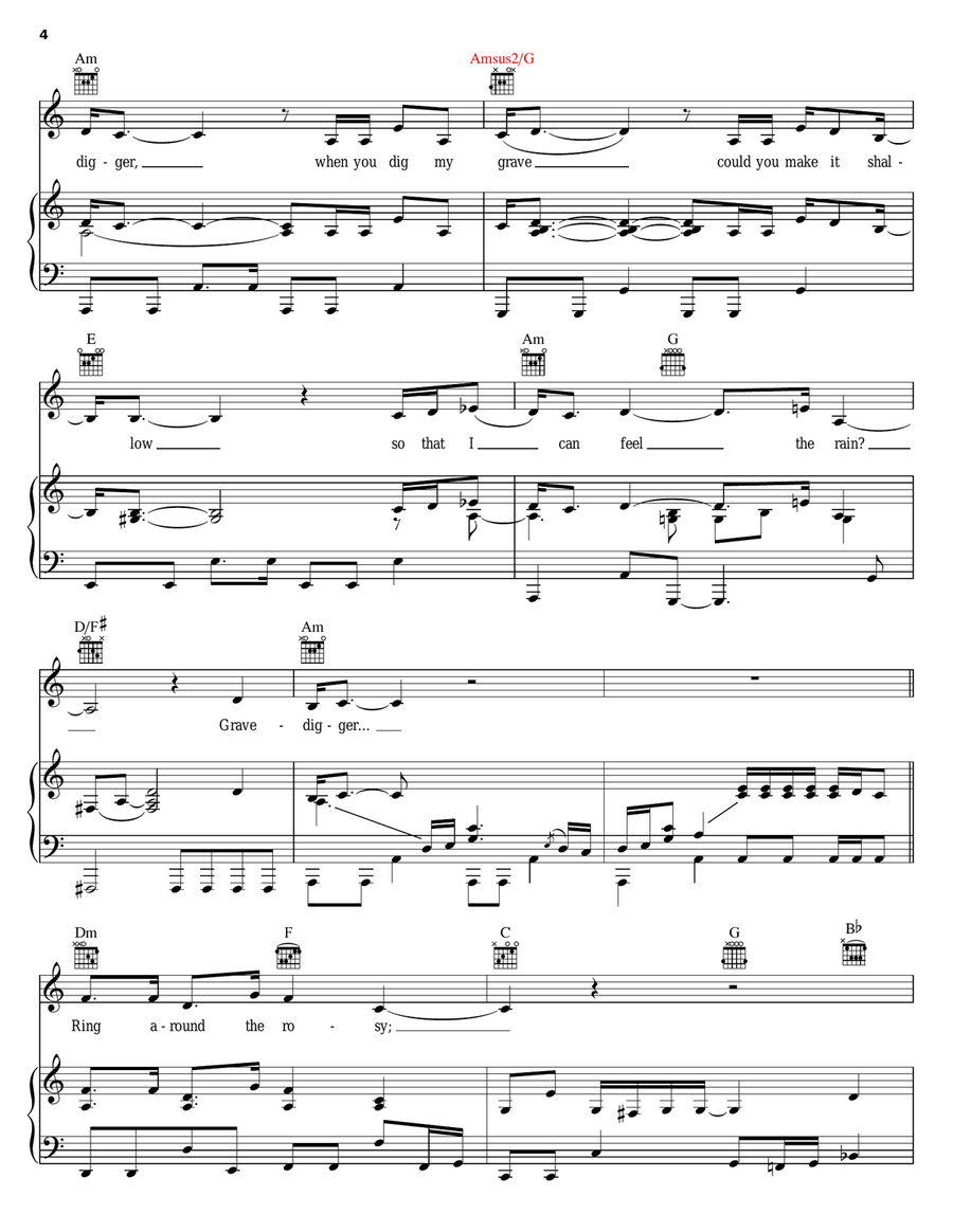 Gravedigger Piano, Vocal, Guitar scores gallery preview page 4