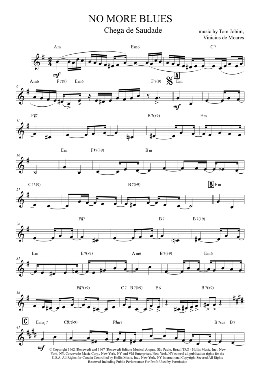 Chega De Saudade (no More Blues) Trumpet Solo scores gallery preview page 1