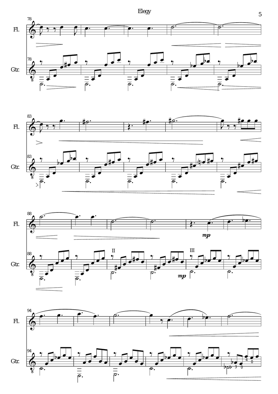 Elegy for flute and guitar Flute scores gallery preview page 5