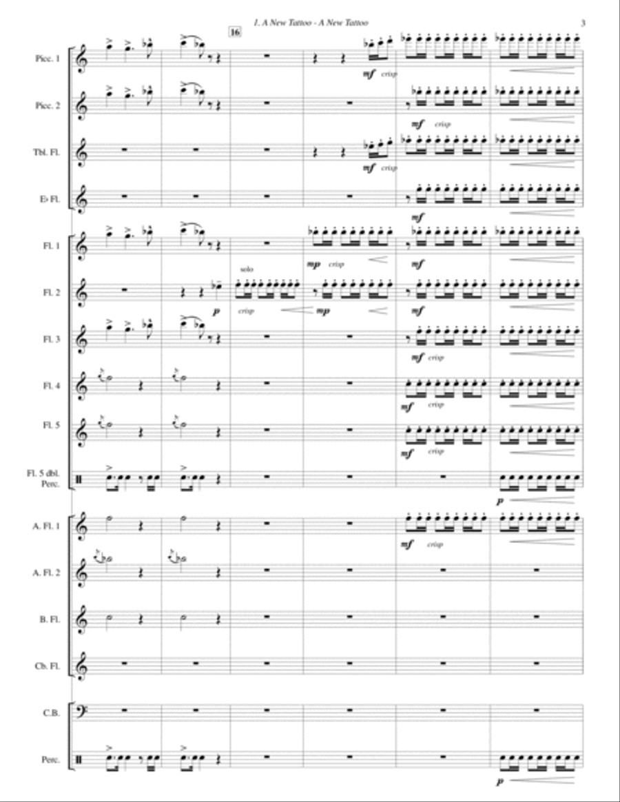 A New Tattoo: Scottish Landscape (for flute ensemble or large flute choir - score and parts) Flute Choir scores gallery preview page 5