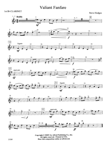 Valiant Fanfare: 1st B-flat Clarinet
