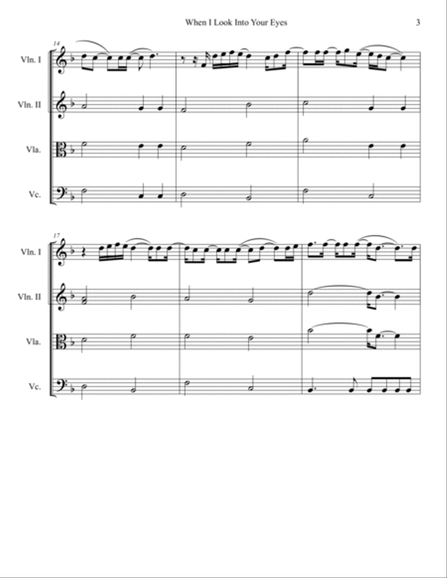 When I Look Into Your Eyes String Quartet scores gallery preview page 3