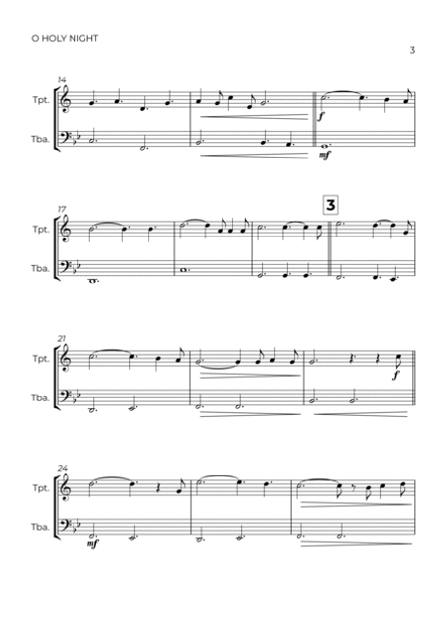 O Holy Night Brass Duet scores gallery preview page 3