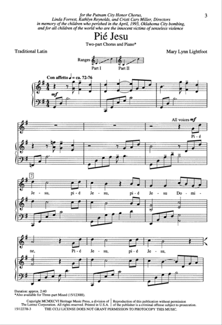 Pié Jesu 2-Part scores gallery preview page 3